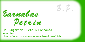 barnabas petrin business card
